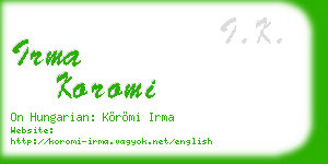 irma koromi business card